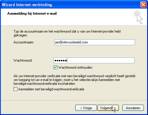 Outlook Express E-mail instellingen